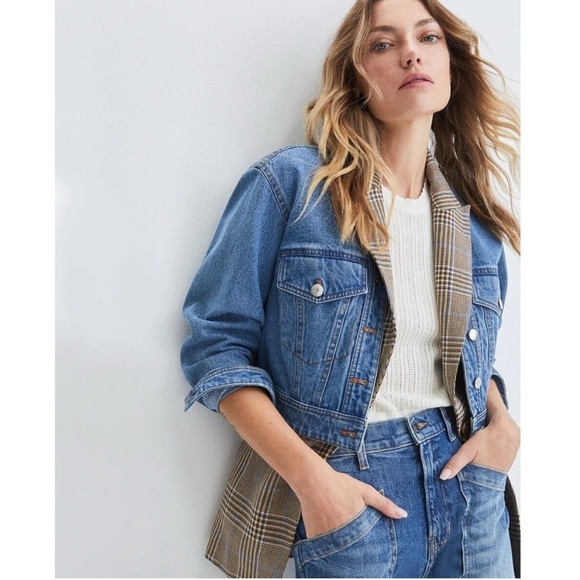 Veronica Beard Keaton Blue Denim Cropped Jacket Size Large - Picture 8 of 15